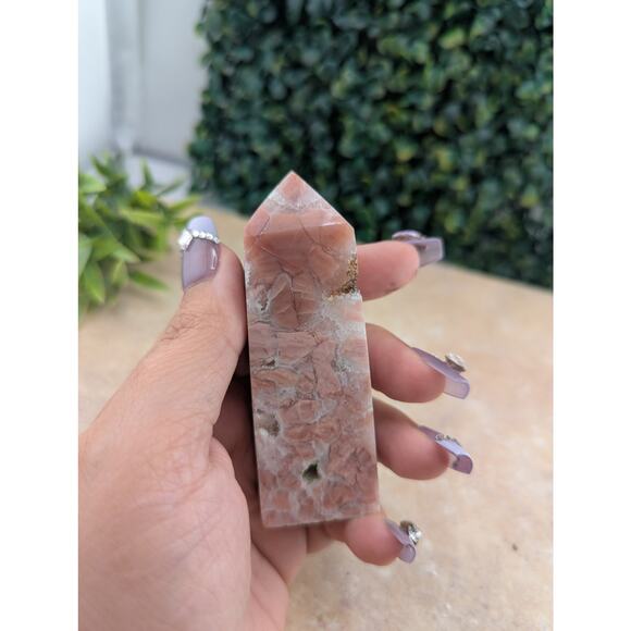 Pink Petal agate cotton candy agate tower quartz  crystal druzy girly witch - Picture 5 of 6